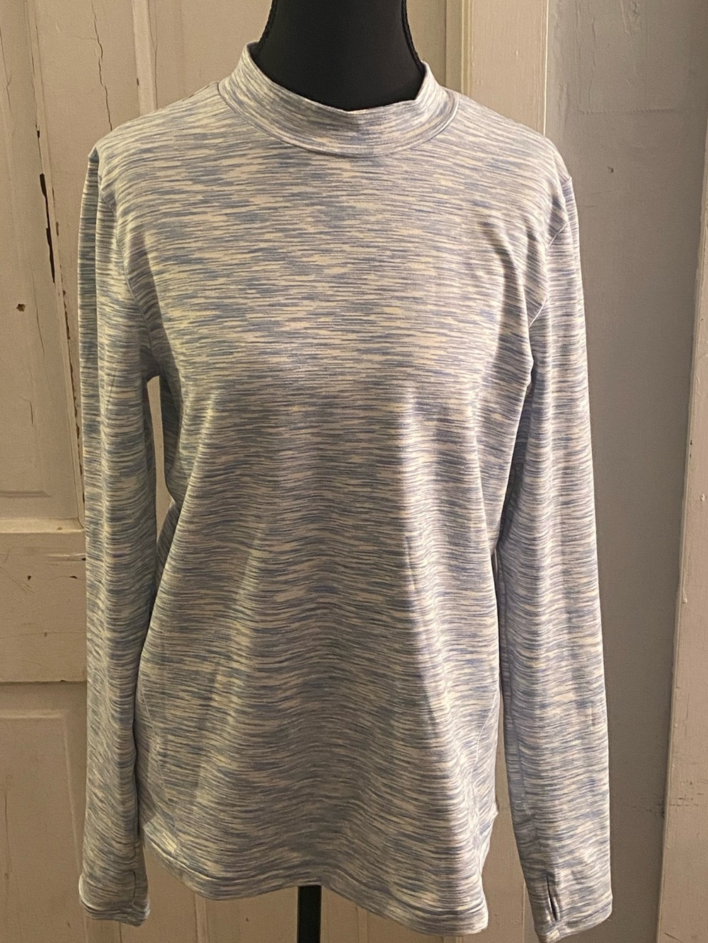 Alpine Design Light Blue Space-Dye Mock Turtleneck Shirt